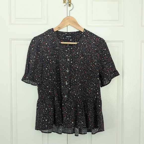 Madewell "Studio Ruffle Hem Top in Starry Night" - Picture 6 of 11